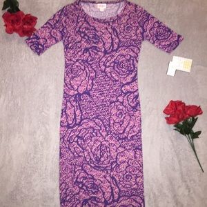 XXS LuLaRoe Julia Dress purple roses